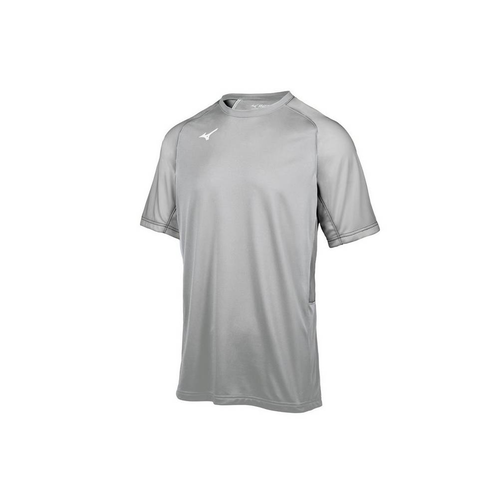 Camisas Mizuno Baseball Aerolite Crew - Homem - Cinzentas - PVEHA7816